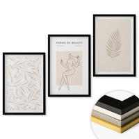 WANDBILDER 3er-Set - 40x60 cm Schwarzer Rahmen - Minimalistische botanische Motive - Schwarz, Kunststoff (40/60cm) - ArtPrintCave