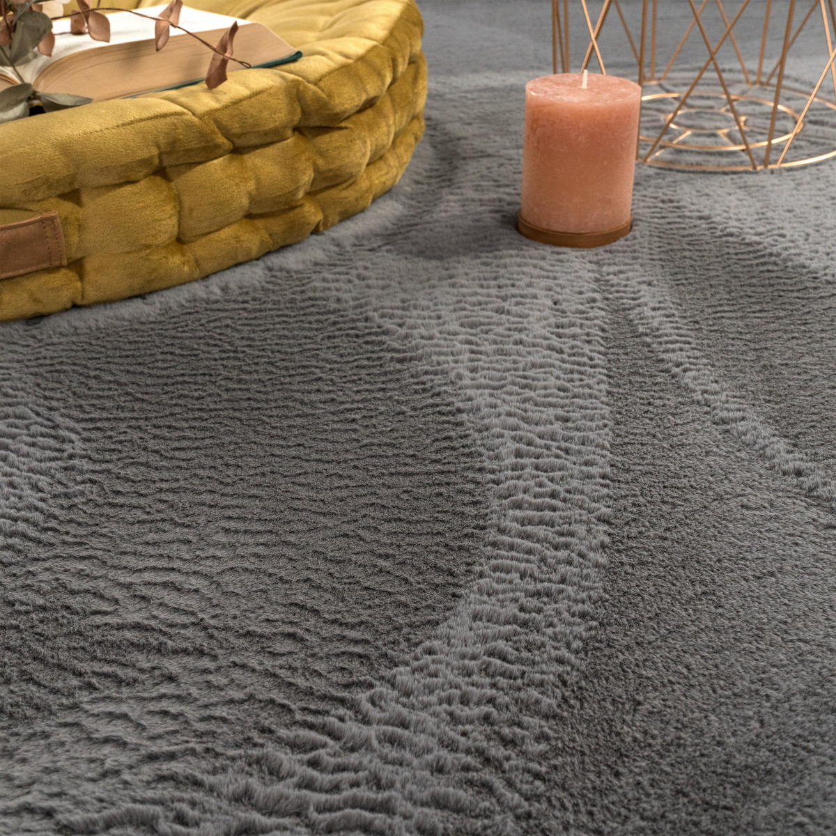 HOCHFLORTEPPICH 80/80 cm Soft 380 - Anthrazit, Textil (80/80cm) - Paco Home