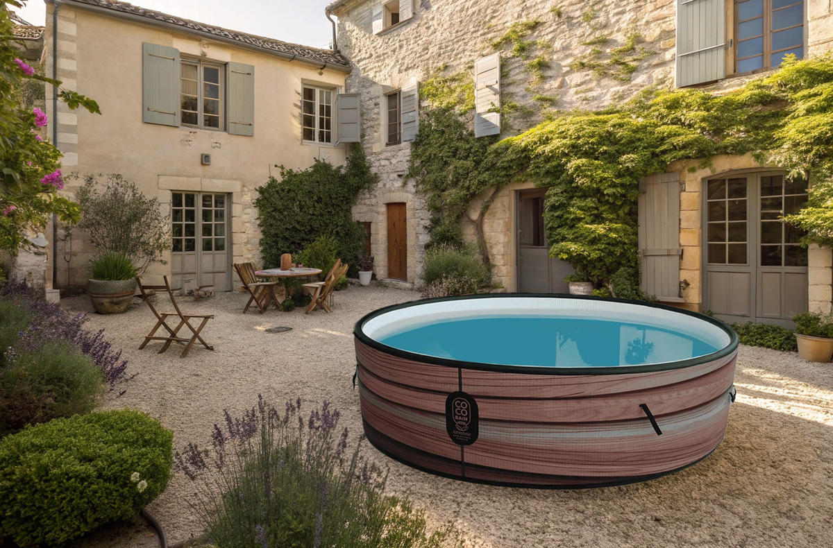 POOL Aufblasbar Maui - Durchmesser 250 cm - 1100 Liter - Motor 2240 W - Für bis zu 6 Personen - Braun, Kunststoff (250/70/70cm) - COCO BAIN