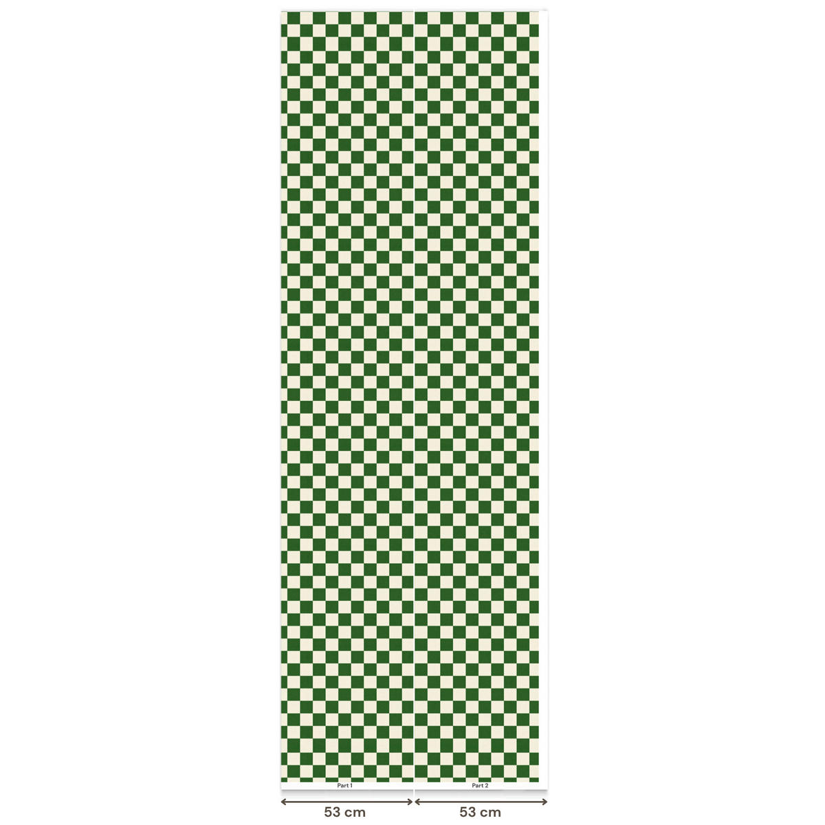 KINDERTAPETE - Schachbrett - Muster - Grün - 100x280 cm - Grün, Papier (100/280cm) - OnlyWow