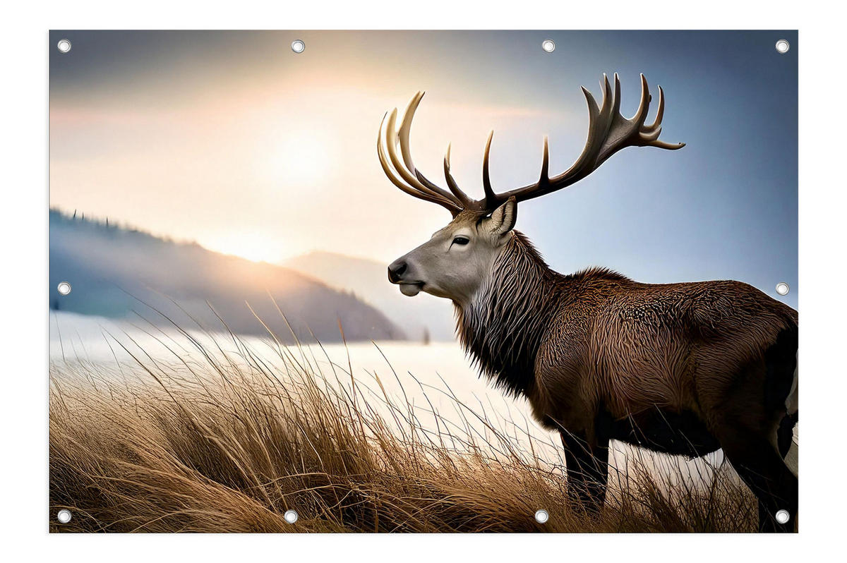 GARTEN-POSTER 120x80 cm Hirsch - Beige, Kunststoff (120/80/2cm) - artissimo