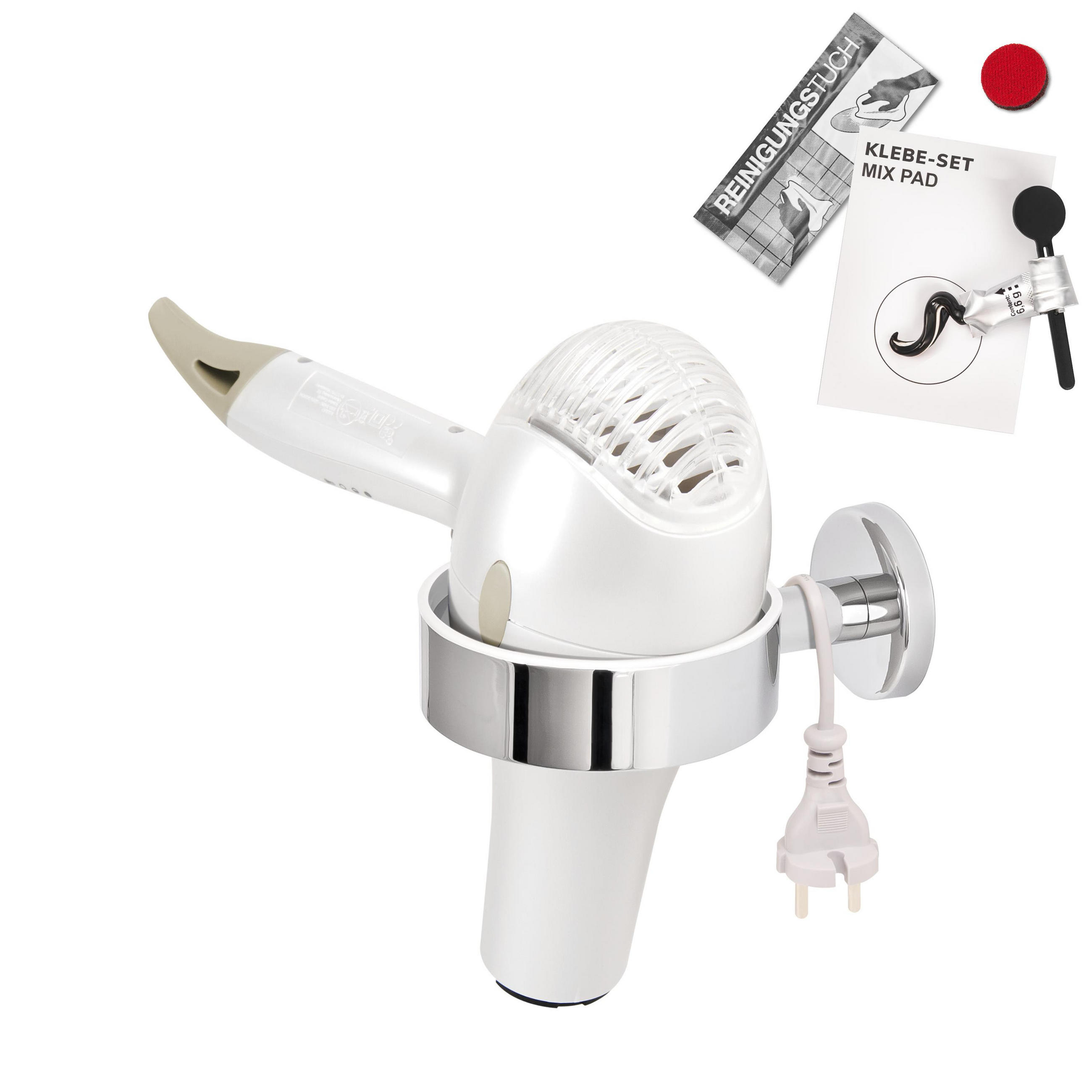 HAARTROCKNERHALTER LUCENTE, Edelstahl - Chromfarben, Metall (10/5.8/14.5cm) - bremermann