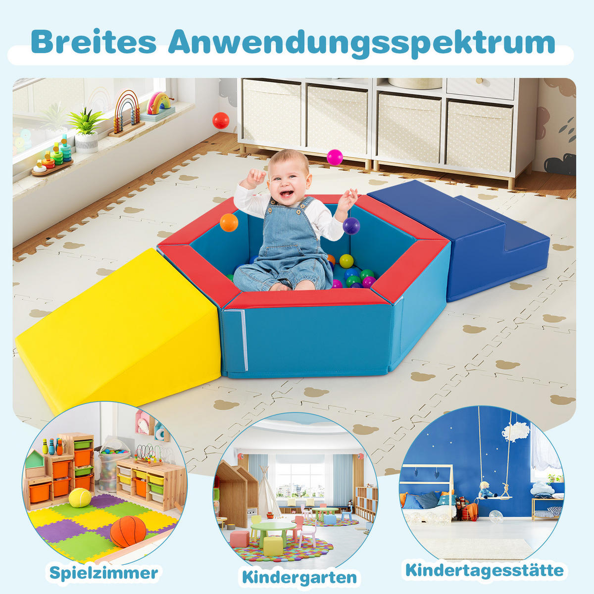 SOFTBAUSTEINE Gelb (3-teilig) - Gelb, Kunststoff (100/25/100cm) - COSTWAY