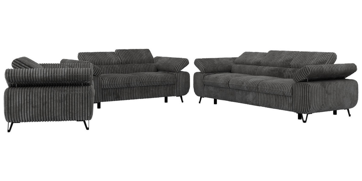 SEDACÍ SOUPRAVA PETER 1+2+3 - Šedá Manšestr - šedá/černá, kov/textil (262/76/99cm) - MKS