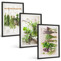 BILDER SET 3er Set - 40x60 cm Schwarzer Rahmen - Kräuterpflanzen für die Küche - Schwarz, Kunststoff (40/60cm) - TULUP