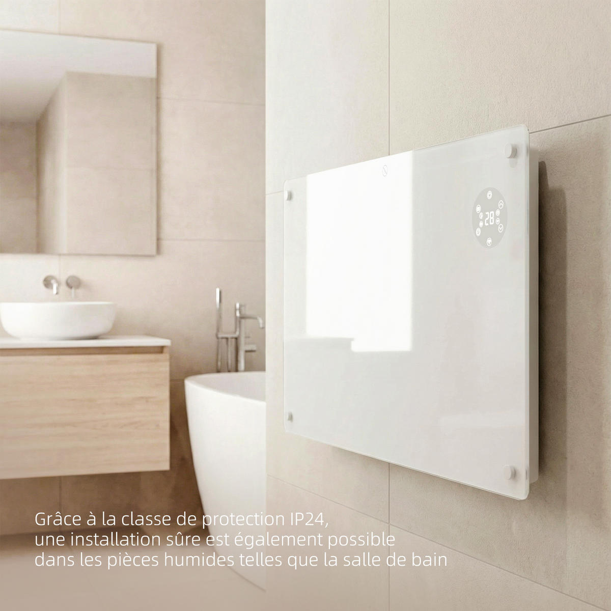 HEIZGERÄT DE-17045 1500 W mit LED-Display & Timer - Weiß, Glas (21.5/44.5/71cm) - ComfortXL