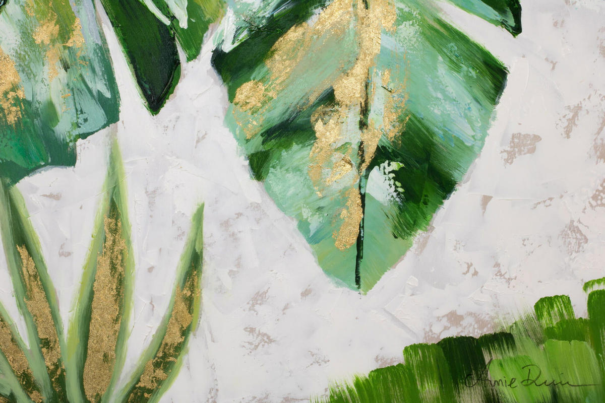 ACRYLBILD HANDGEMALT 90/90 cm - Weiß/Grün, Holz/Textil (2/90cm) - KUNSTLOFT