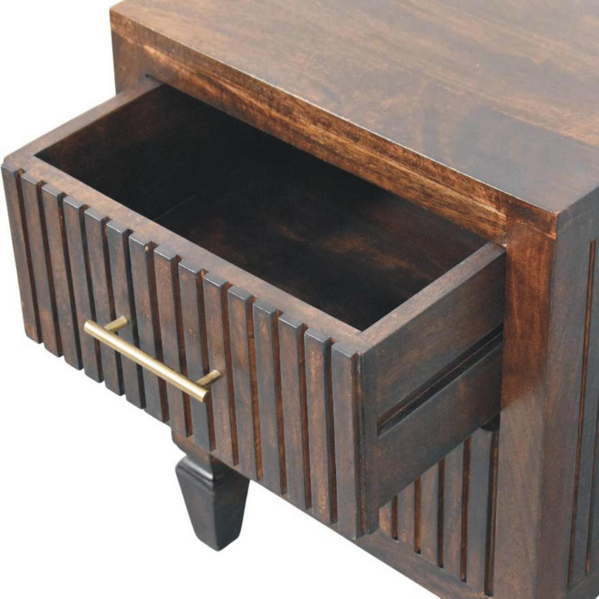 NACHTKASTEN Belmont, 2 Schubladen, Dunkelbraun - Dunkelbraun/Messingfarben, Holz/Metall (45/55/35cm) - Artisan Furniture
