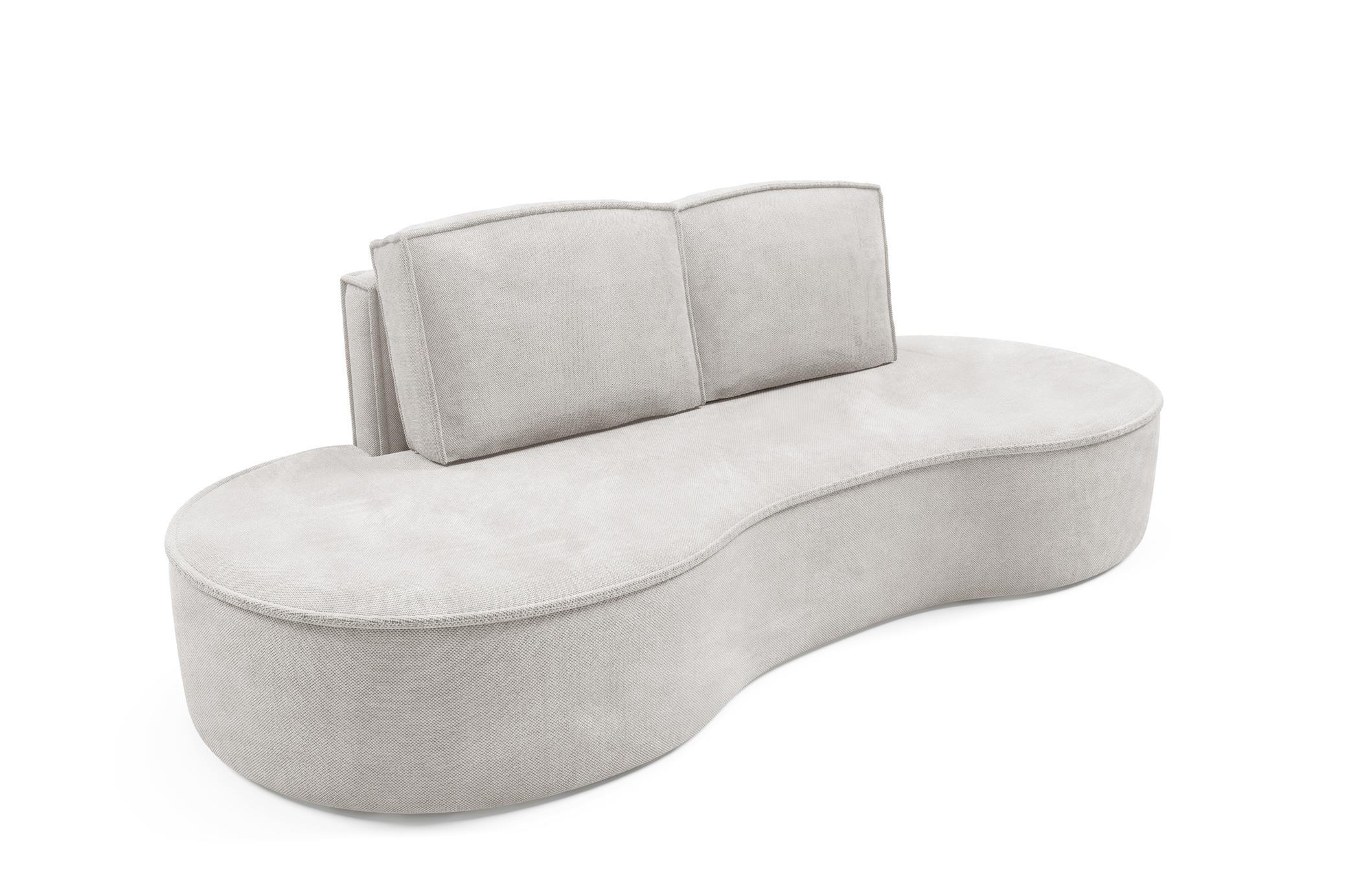 SOFA Flow Weiß, mit Kissen in Curio Stoff - Weiß, Holzwerkstoff (234/88/101cm) - Bettso