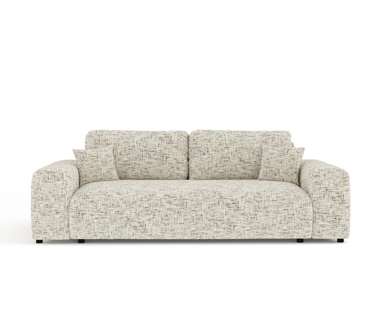 3-SITZER-SOFA Zanzibar Beige Webstoff - Beige/Schwarz, Holz/Holzwerkstoff (213/79/108cm) - Maison de Reve
