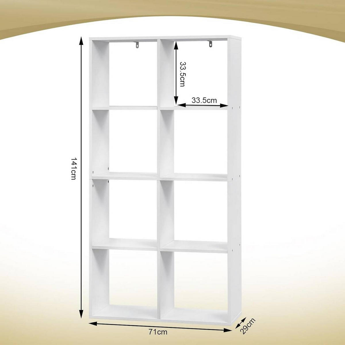 REGALE Bücherregal mit 4 Ebenen, 8 Fächern, Weiß - Weiß, Holzwerkstoff (71/141/29cm) - Woltu