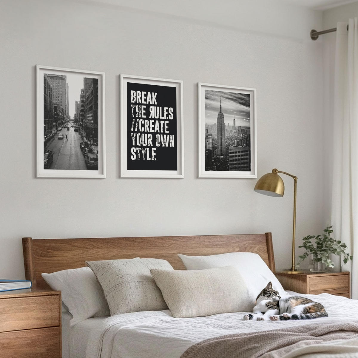 BILDER SET 3er Set - 40x60 cm Weißer Rahmen - Inspiration für Schwarz-Weiß-Darstellungen von Stadtstraßen - Weiß, Kunststoff (40/60cm) - TULUP