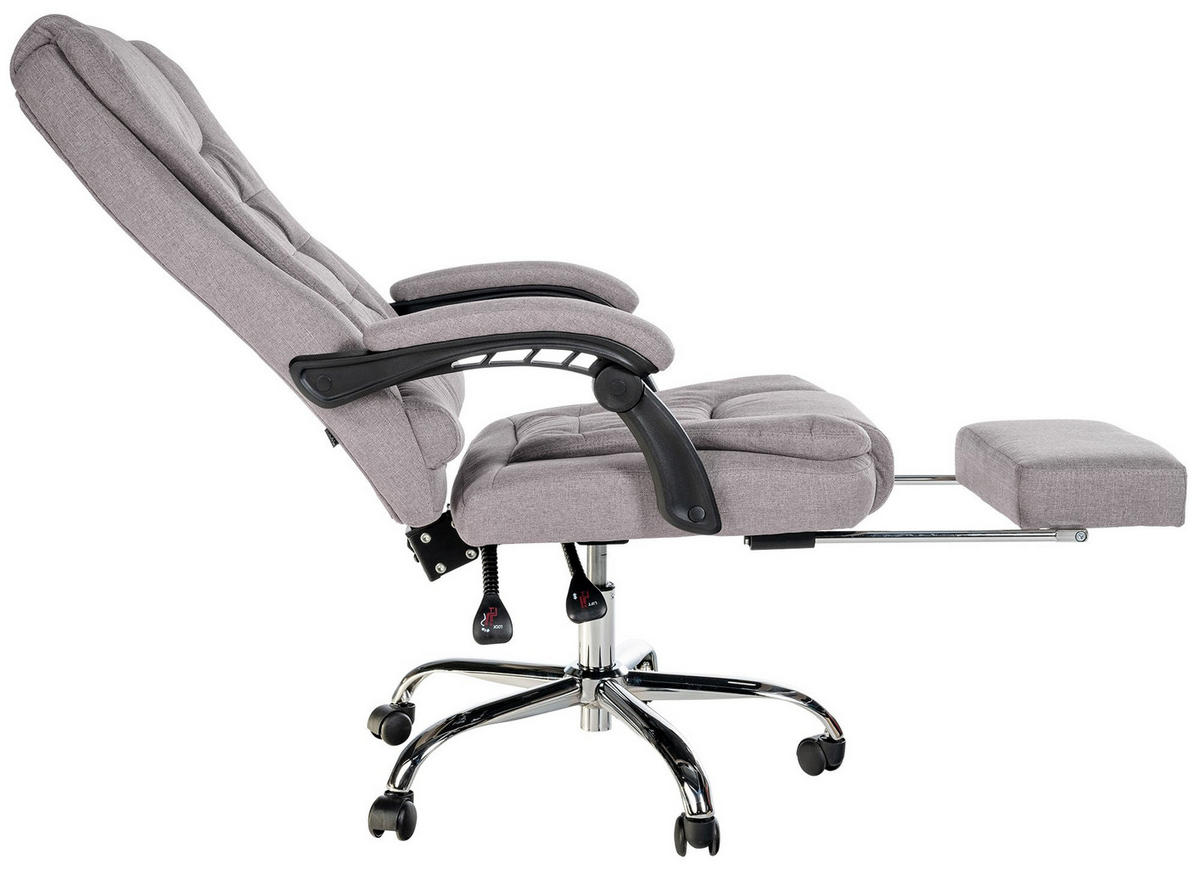 CHEFSESSEL Stoff grau - Chromfarben/Grau, Textil/Metall (67/115/68cm) - CLP