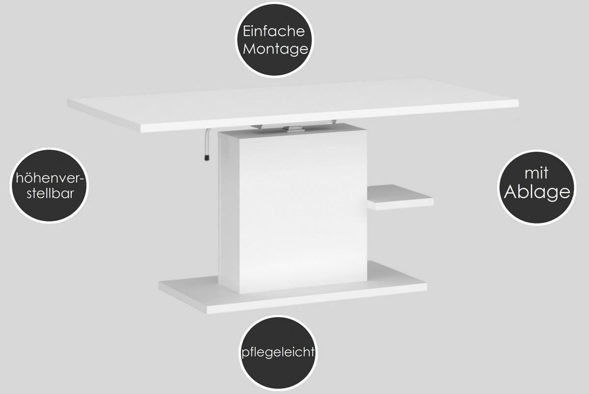 COUCHTISCH rechteckig stufenlos höhenverstellbar Ablage 110/65/54 cm - Eiche Artisan, Holzwerkstoff (65/110/54cm) - designimpex