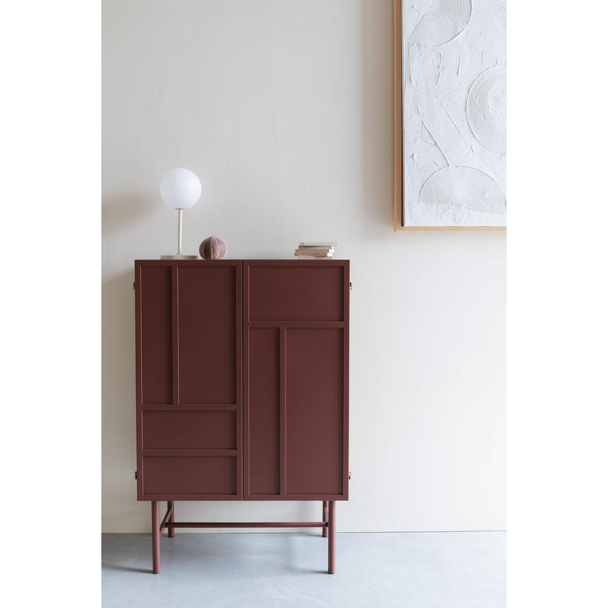 AUFBEWAHRUNGSSCHRANK Davis Kast aus Metall in Braun/Rot - Rot, Metall (70/105/35cm) - Housecraft Living
