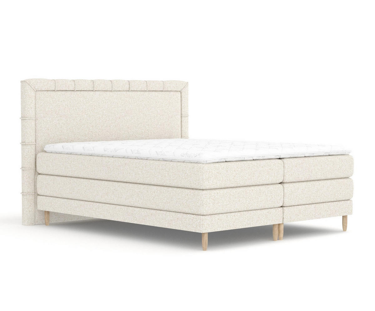 BOXSPRINGBETT Rimini Creme 160/200 cm mit Matratze und Topper - Creme/Naturfarben, Holz/Holzwerkstoff (160/200cm) - Maison de Reve