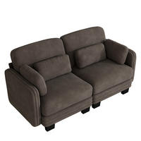 2-SITZER-SOFA Modular Chenille mit Kissen, DE-42686, Braun - Braun, Holz (176/88/88cm) - ComfortXL