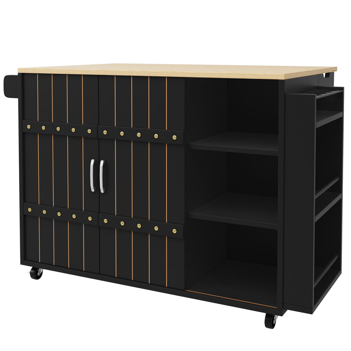 KÜCHENINSEL mit Klapptisch 110 x 42 x 90 cm MDF Schwarz - Schwarz, Holz (42/90/110cm) - Beauniv