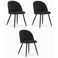 ESSZIMMERSTUHL 3-er Set BELLO schwarzer Sitz, schwarze Beine - Schwarz, Textil (46/76.5/42.5cm) - Valora