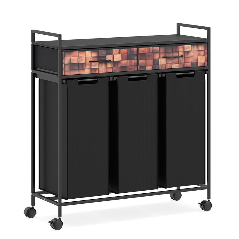 Costway Wäschekorb Schwarz 92.5x97x33 cm