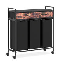 WÄSCHEKORB mit Wäschesäcken schwarz - Schwarz, Metall (92.5/97/33cm) - COSTWAY