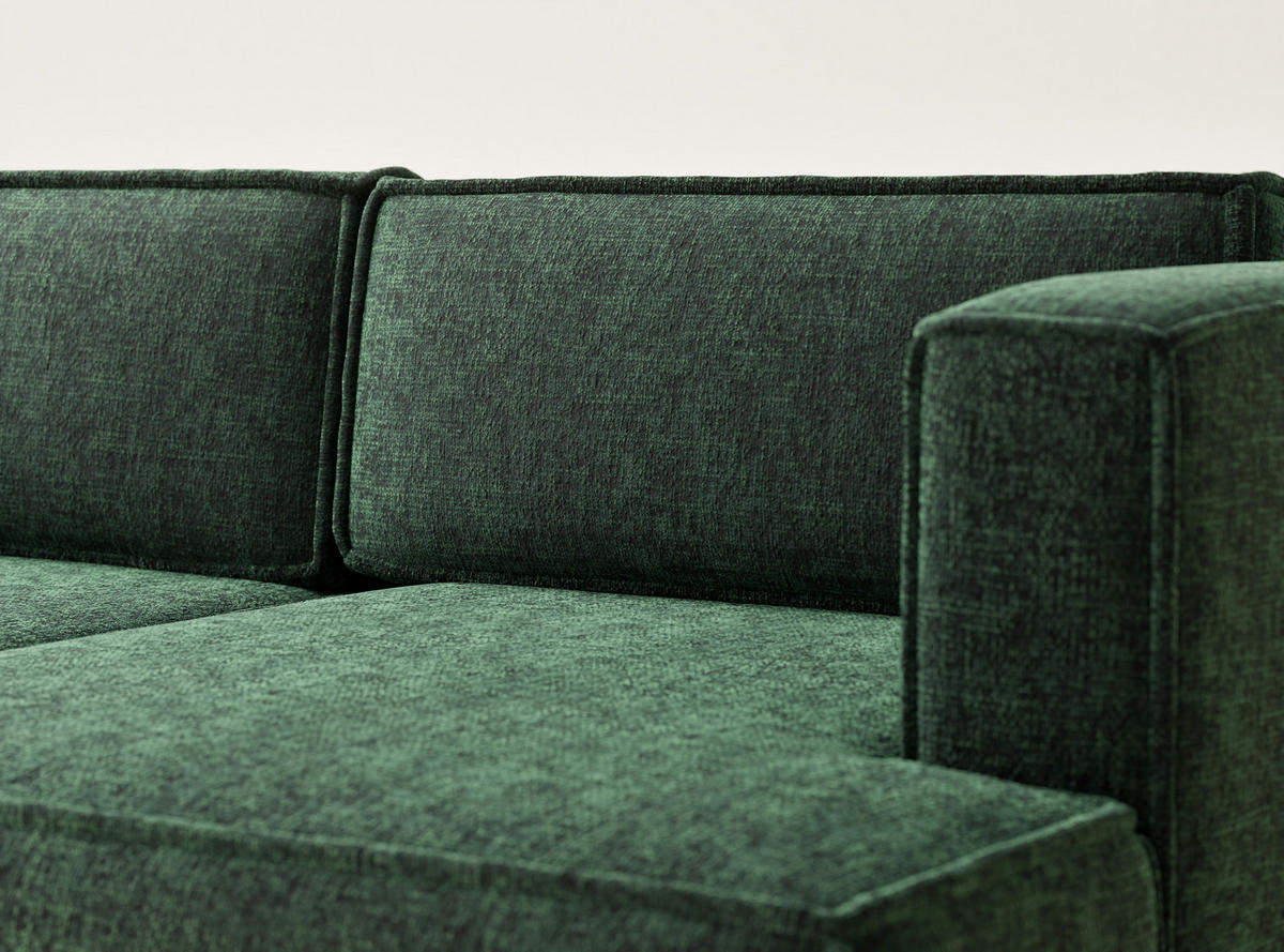 ECKSOFA MIT SCHLAFFUNKTION Velto Dunkelgrün Chenille-Stoff - Dunkelgrün/Schwarz, Holz/Holzwerkstoff (250/152cm) - Maison de Reve