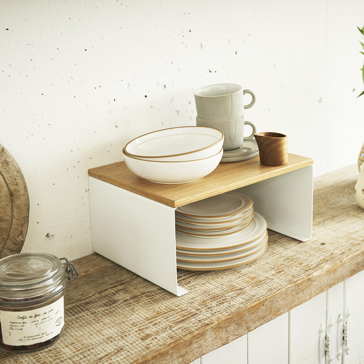 AUFBEWAHRUNGSREGAL Stapelbar - 30,5/22/14,5 cm - Weiß, Metall (22/14.5/30.5cm) - Yamazaki