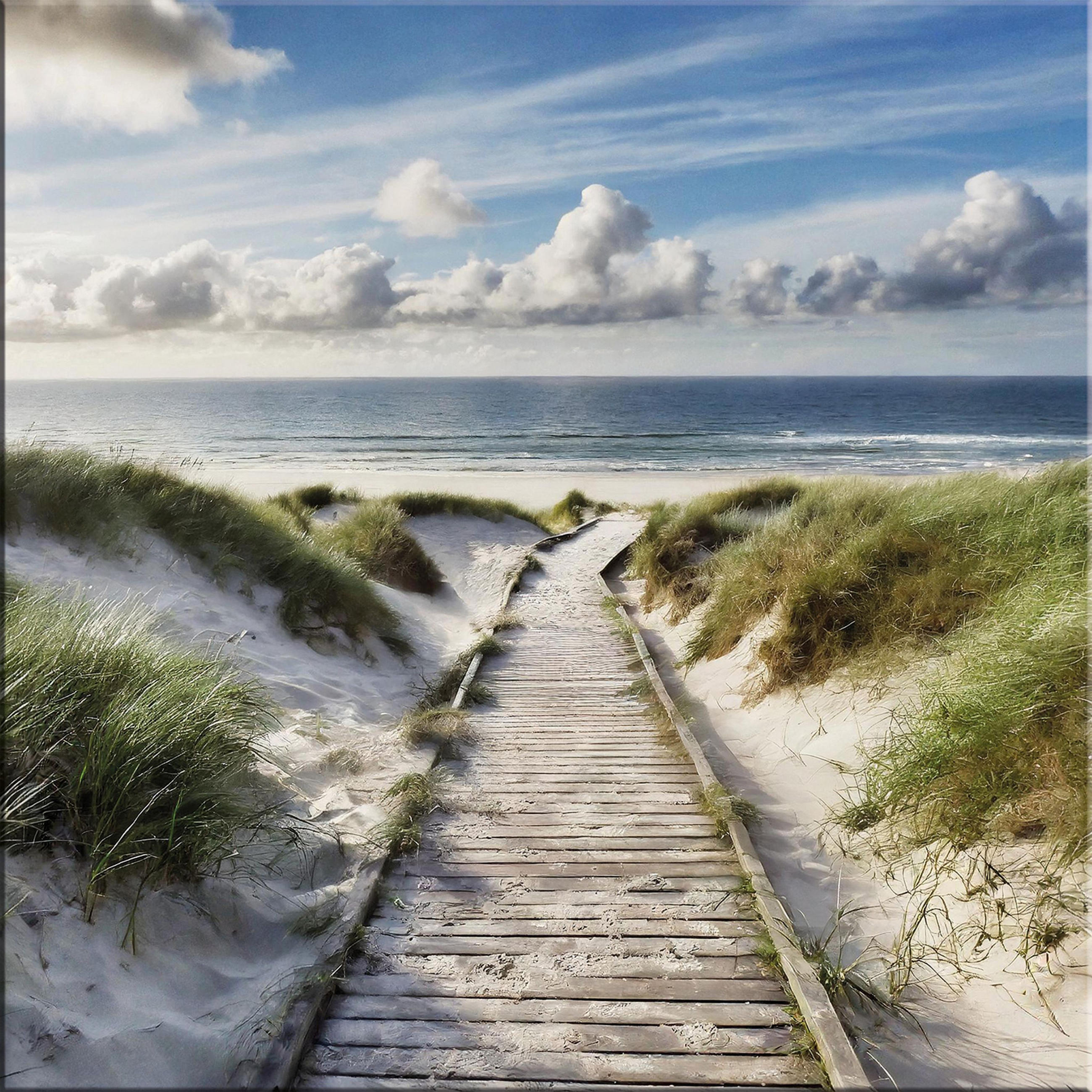 GLASBILD 30×30 cm Strand - Beige, Glas (30/30cm) - artissimo