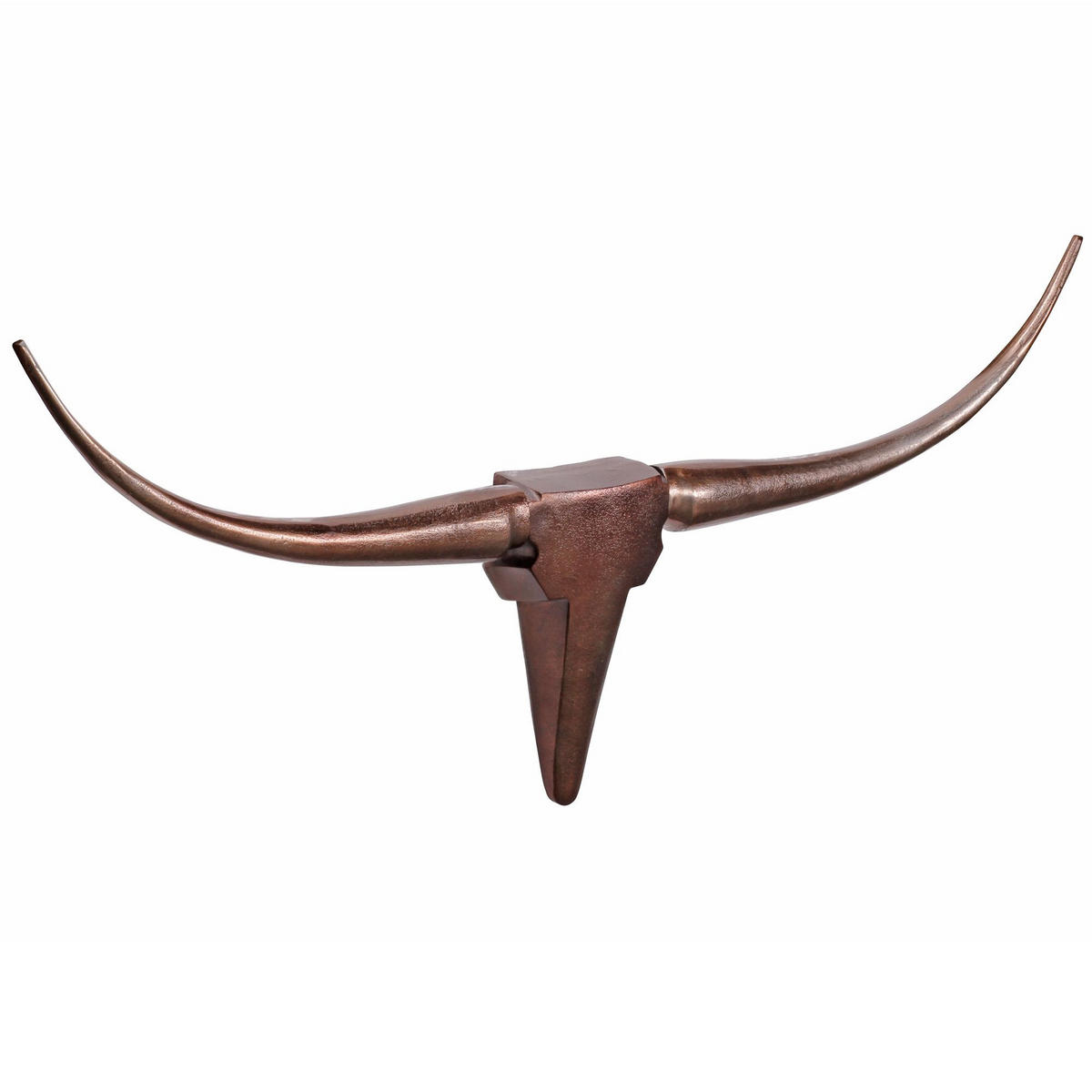 WANDDEKO Geweih Bull Aluminium 100 cm breit, Bronze 100x6x40 cm - Braun, Metall (100/40/6cm) - KADIMA DESIGN