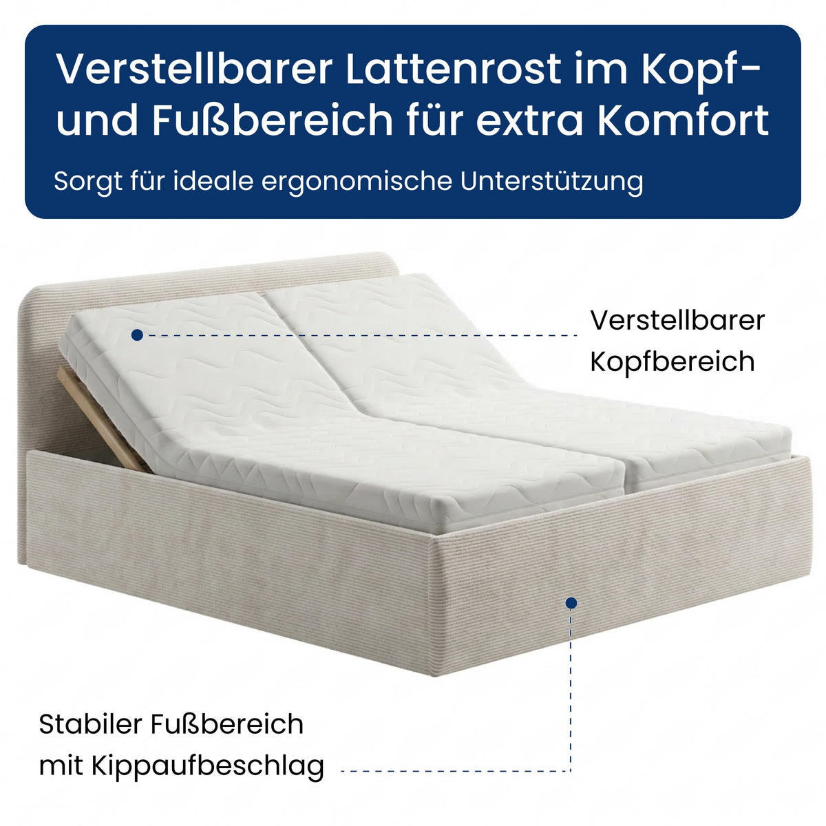 POSLTERBETT mit Kaltschaummatratze 180x200 cm in Hellbeige - Beige, Holzwerkstoff/Textil (180/200cm) - Home Collective