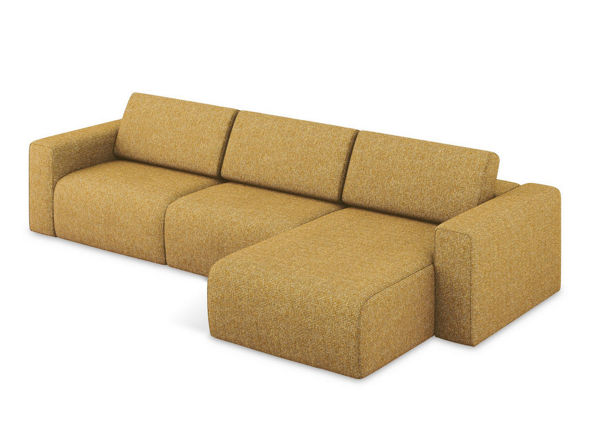 ECKSOFA rechts Strukturstoff Stoff Gelb - Currygelb/Gelb, Kunststoff/Textil (314/167cm) - Makamii