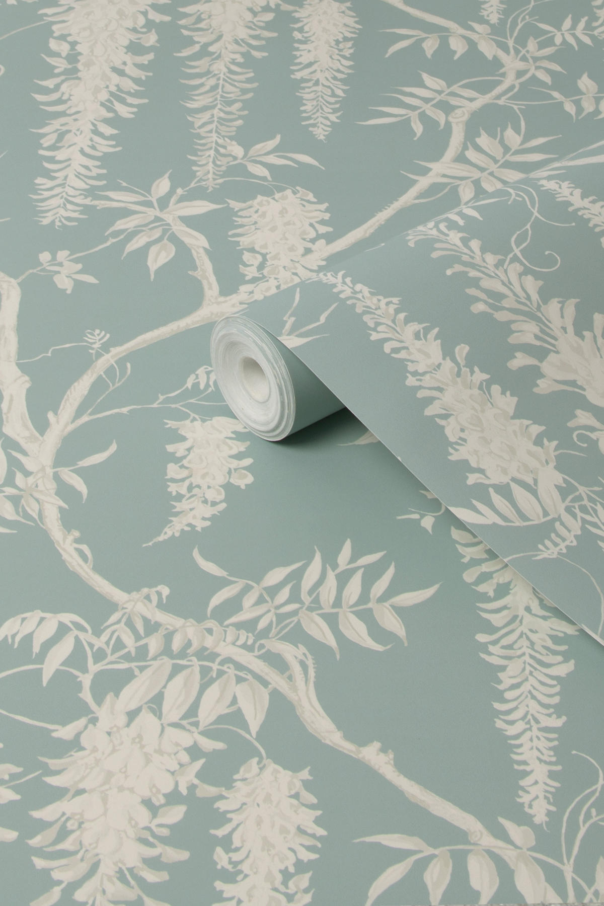 VLIESTAPETE Blauregen Teal - Hellblau, Papier/Kunststoff (52/1000cm) - next