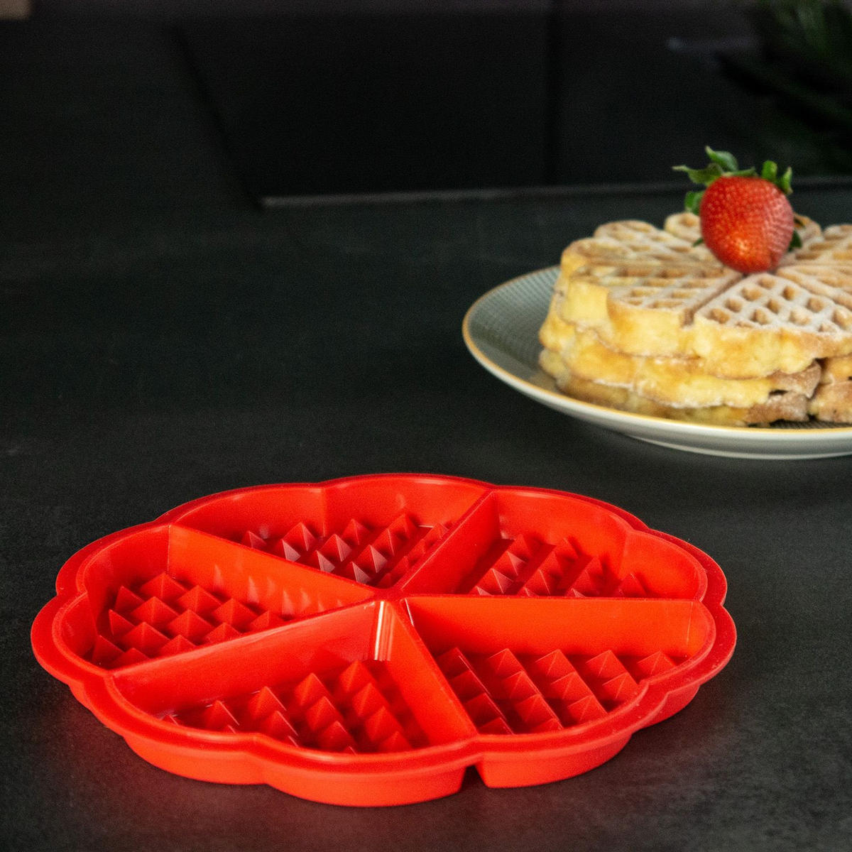 WAFFEL-BACKFORMEN (2er-Set) - Rot, Kunststoff (18.5/1.5/28cm) - Intirilife