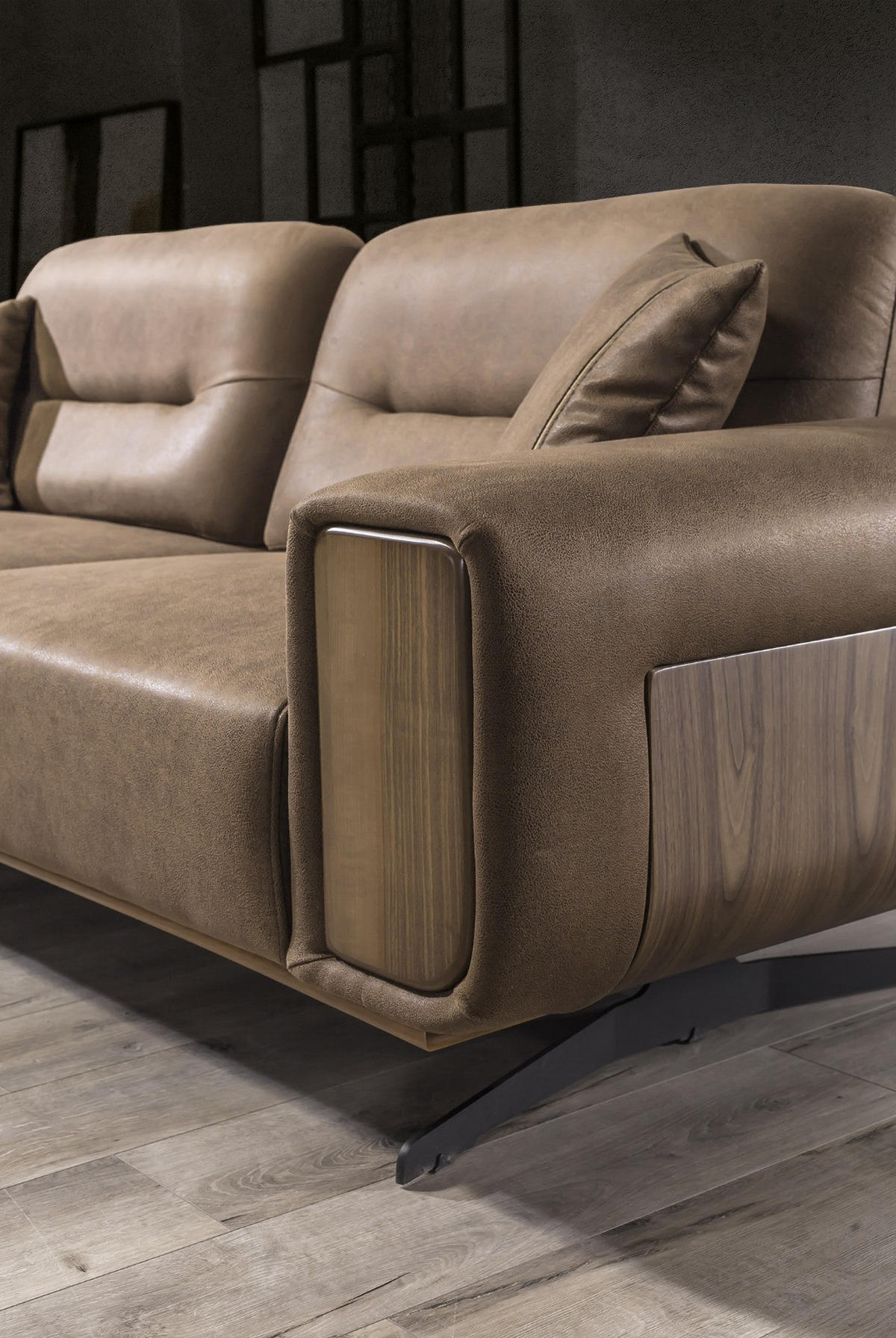2-SITZER Sofa ROYAL, Braun - Braun, Textil/Metall (200/100/90cm)