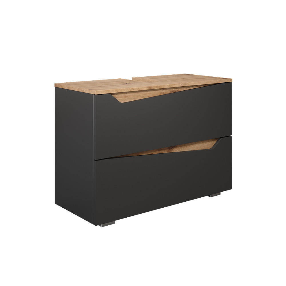 WASCHBECKENUNTERSCHRANK Marelle Anthrazit/Artisan 80 x 57.5 cm mit 2 Schubladen - Anthrazit/Eiche Artisan, Holzwerkstoff (80/57.5/35cm) - Vicco