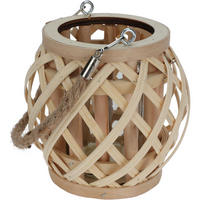 BAMBUSLATERNE naturfarben mit Griffen - Braun, Naturmaterialien (15/16/15cm) - Home Styling Collection