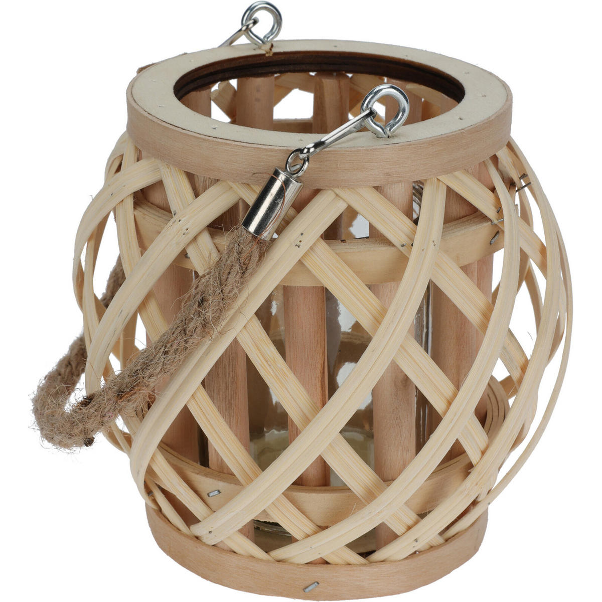 BAMBUSLATERNE naturfarben mit Griffen - Braun, Naturmaterialien (15/16/15cm) - Home Styling Collection