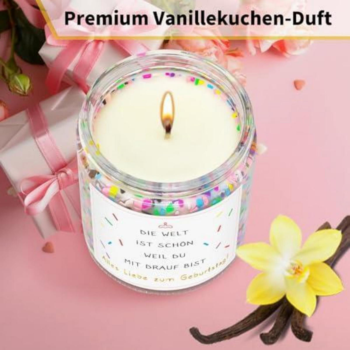 DUFTKERZE Vanille 200g 50 Stunden Brenndauer - Multicolor, Glas (9cm)