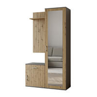 GARDEROBE Patricia 100 cm mit Spiegel, mit Schuhschrank und Schublade, grau, artisan - Eiche Artisan/Grau, Kunststoff (100/181/35cm) - Margaret Hadas24