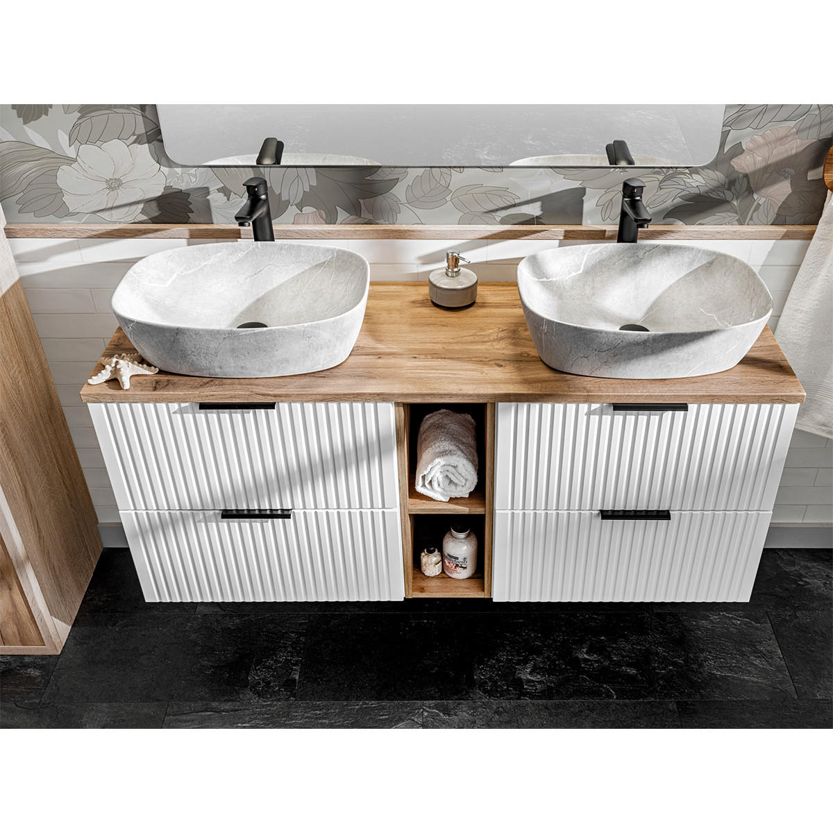 WASCHTISCHUNTERSCHRANK 140.8cm Adriel Weiß - Weiß, Holzwerkstoff (140.8/59/46cm) - Petits-meubles