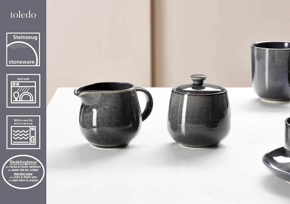 MILCH- & ZUCKER-SET Toledo dunkelgrau 2er Set - Dunkelgrau, Keramik (1/1cm) - Ritzenhoff Breker