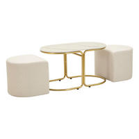 COUCHTISCHE IM 3ER-SET Relax, weiß und goldfarben, Kiefernholz, MDF, Polyester und Metall - Goldfarben/Weiß, Holz/Holzwerkstoff (45/79/44cm) - Mauro Ferretti