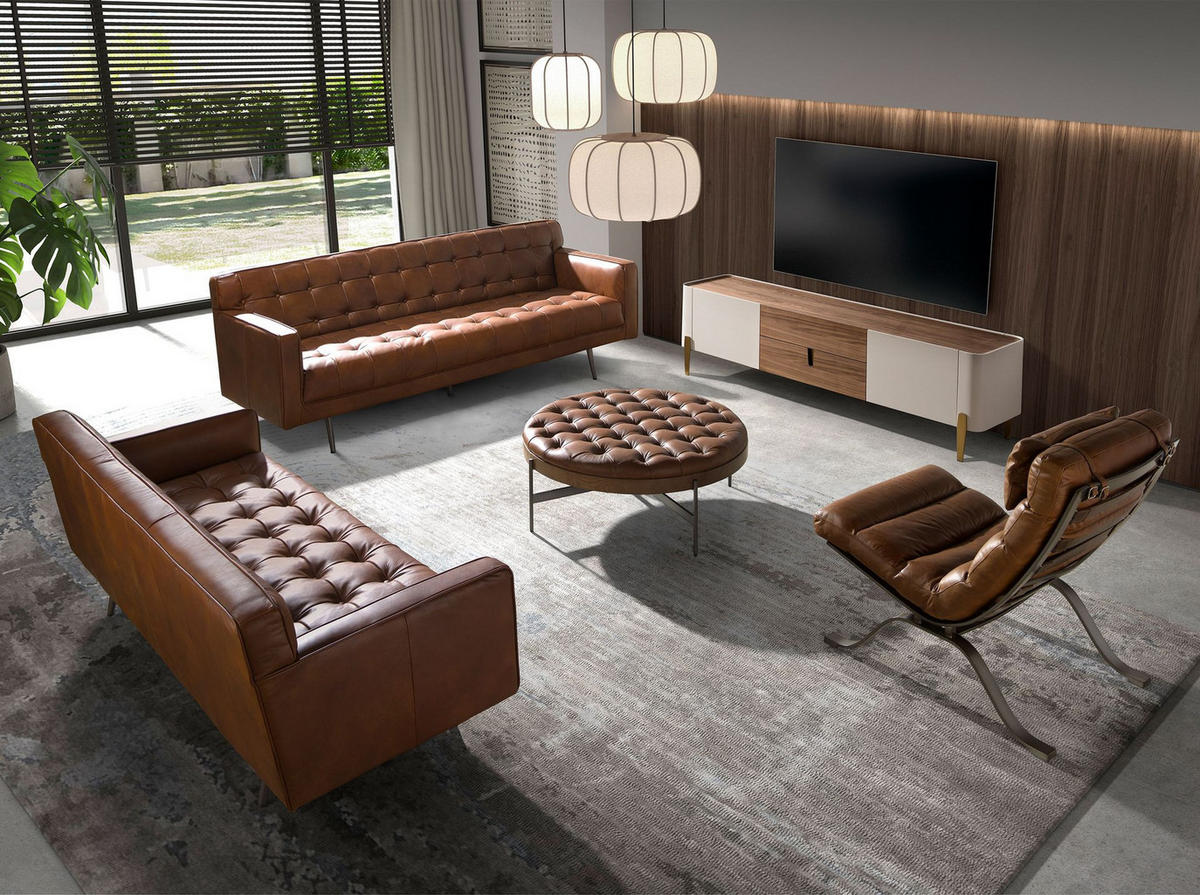 TV-ELEMENT Rechteckig Beige Gold Walnuss 200/47/54 cm - Beige, Holzwerkstoff/Metall (200/54/47cm) - ANGEL CERDA