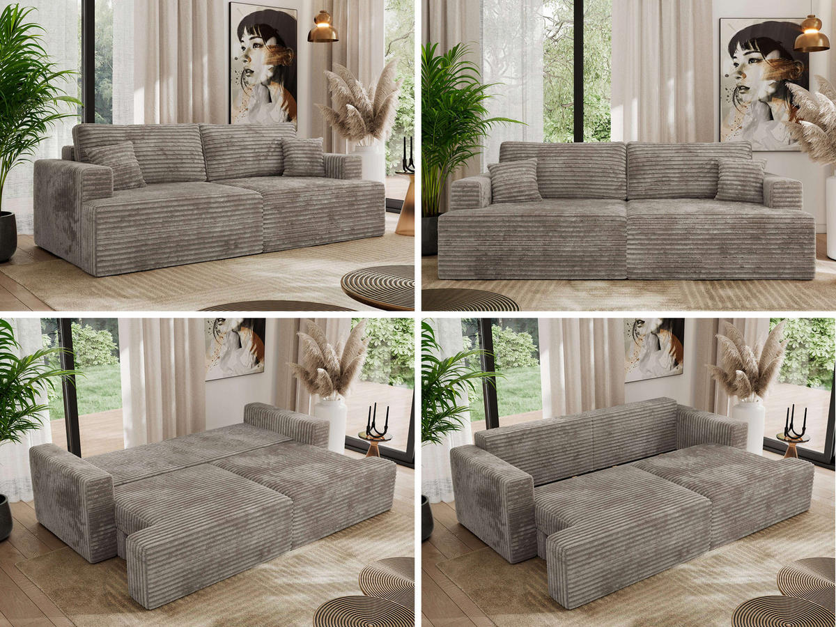 4-SITZER SOFA VIRELLA Grau Cord - Schwarz/Grau, Textil (240/88/115cm) - MKS