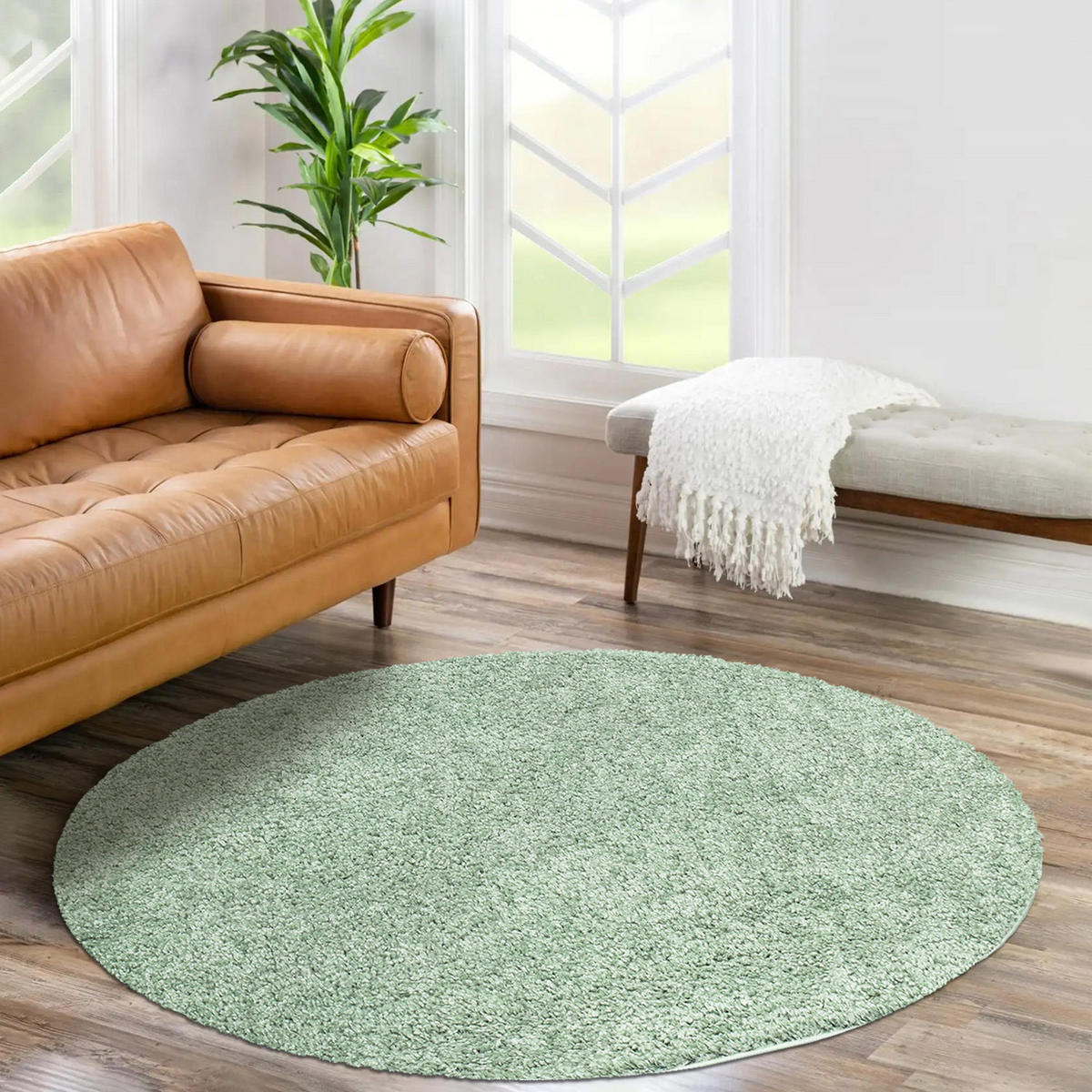 HOCHFLOR-TEPPICH City Shaggy 500 Grün 80x80 cm Rund - Grün, Textil (80/80cm) - carpet city