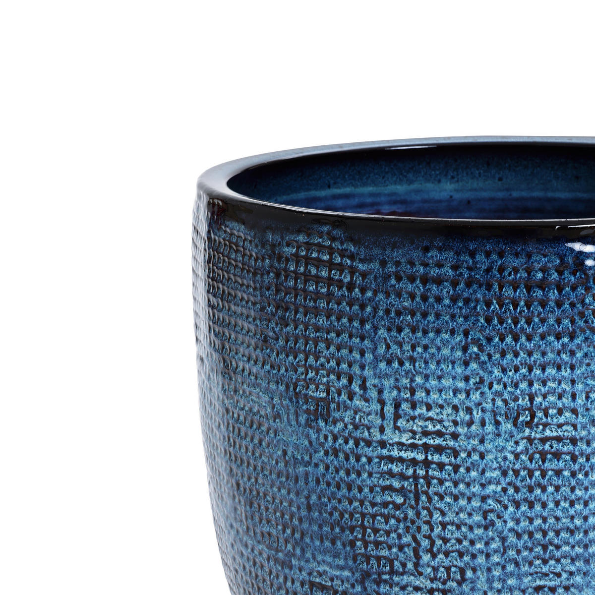 KERAMIK Blumentopf Groß, Round Übertöpfe Blau Ø40xH34 cm - Blau, Keramik (34cm) - Hometopia
