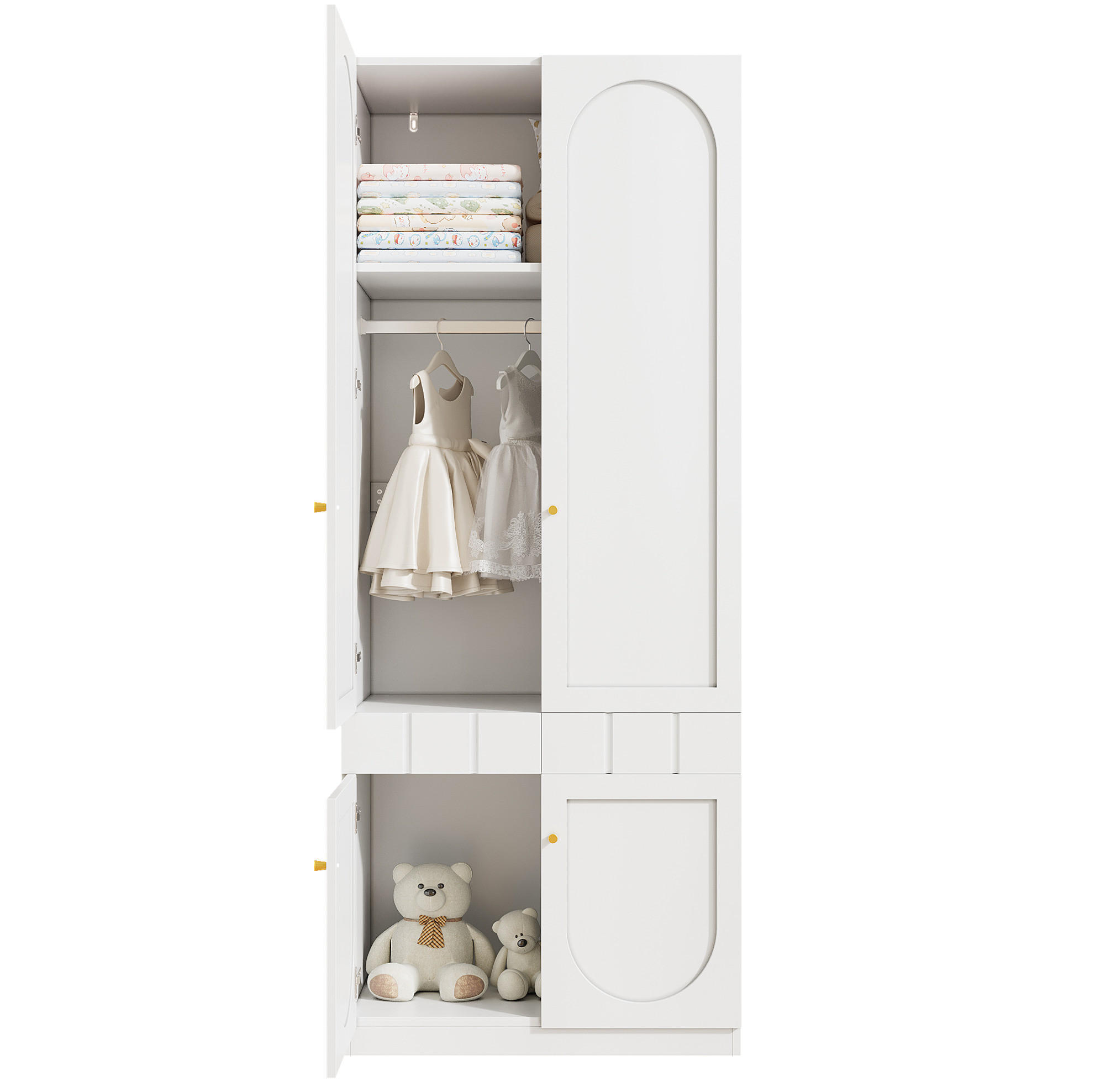 KLEIDERSCHRANK 80/200/50 cm Weiß aus MDF mit Schubladen - Weiß, Holzwerkstoff (50/200/80cm) - OKMYHOME