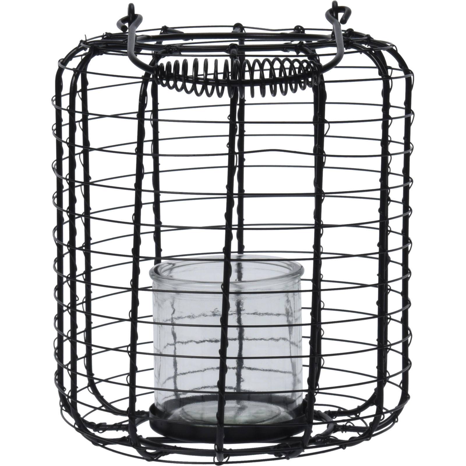 LATERNE Metall mit Windlicht schwarz Ø 18,5 cm - Schwarz, Metall (18.5/24/18.5cm) - Home Styling Collection