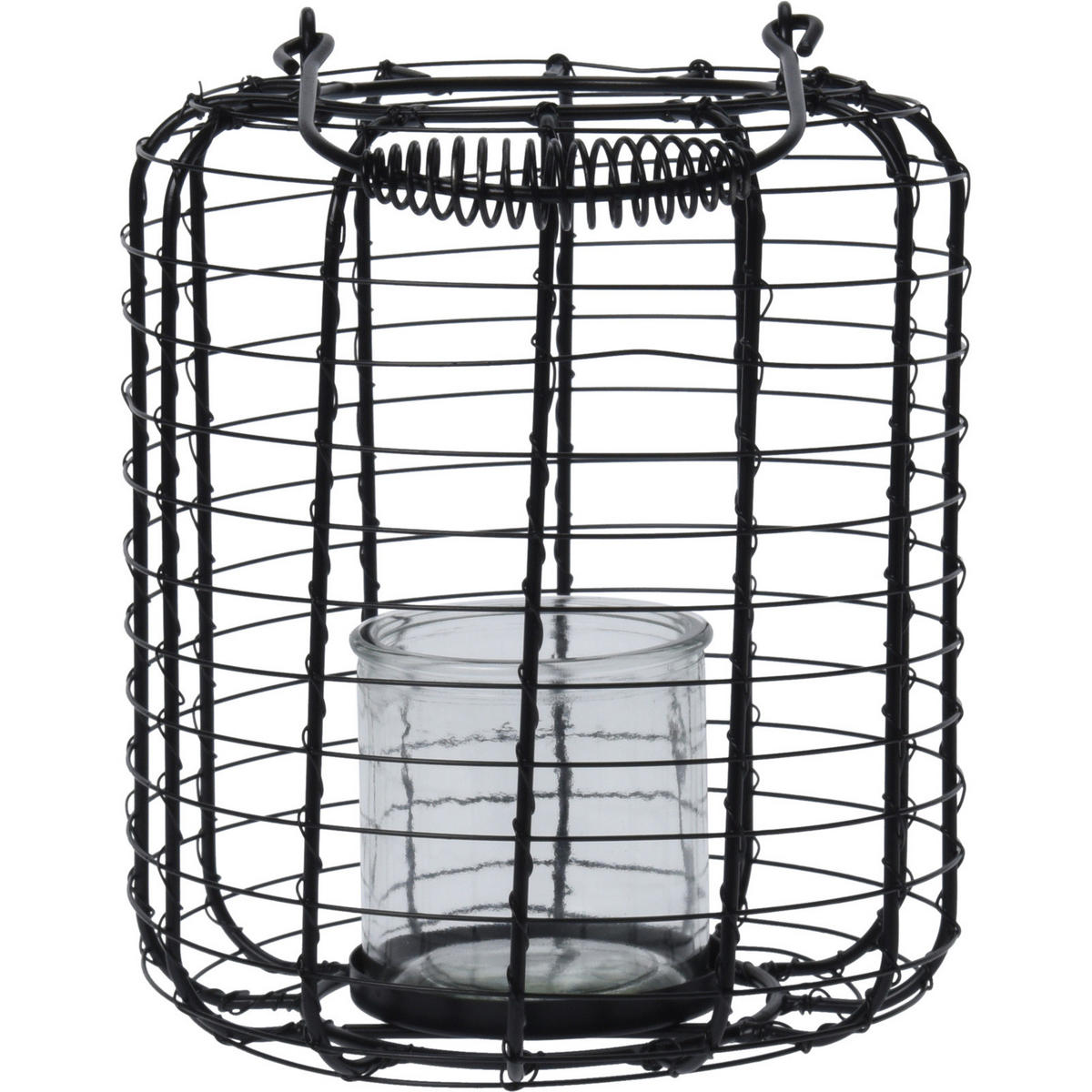 LATERNE Metall mit Windlicht schwarz Ø 18,5 cm - Schwarz, Metall (18.5/24/18.5cm) - Home Styling Collection
