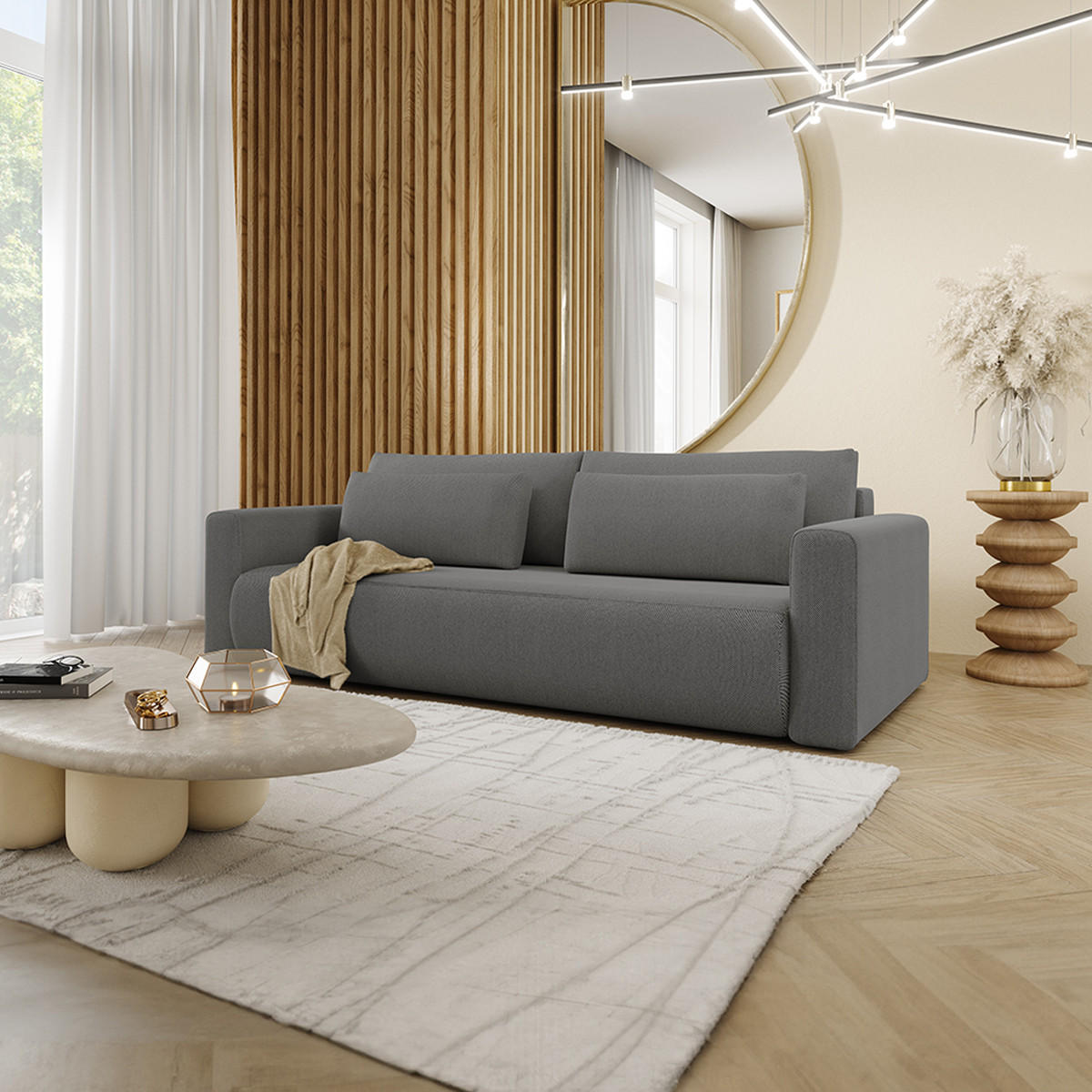 SOFA Evy 3 Sitzplätze Grau - Grau, Holz (238/82/105cm) - Petits-meubles